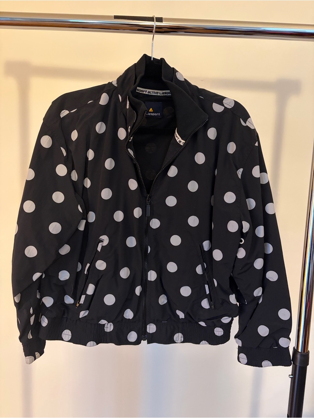 Vintage LizSport Black Polka Dot Windbreaker Jacket -